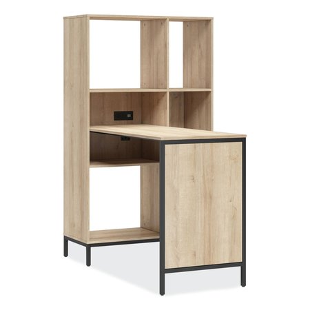 Whalen Workstation with Integrated Bookcase and Power Center, 48.3in x 31.75in x 55.25in, Desert Ash/Black SPLS-TU48CD
